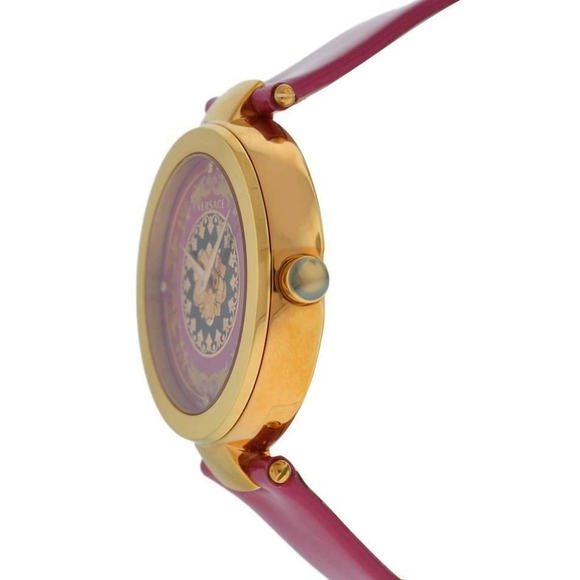 New Versace Mystique Foulard VK603 0013 Gold Tone Pink Quartz Diamond 38MM Watch main image 6